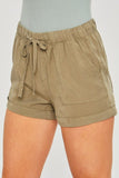 Woven Solid Drawstring Shorts