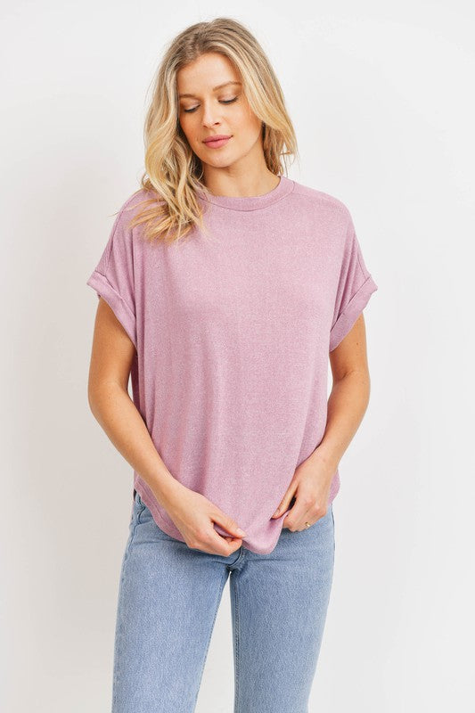 Cuffed Sleeve Knit Top