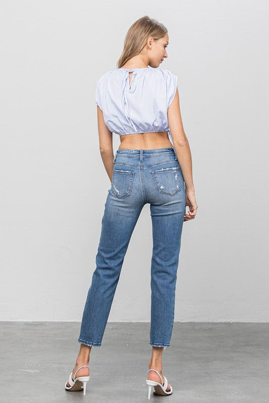 Mid Rise Slim Girlfriend Jeans