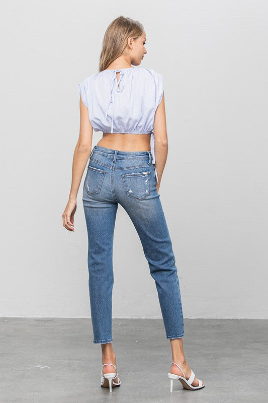 Mid Rise Slim Girlfriend Jeans