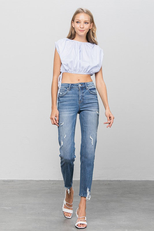 Mid Rise Slim Girlfriend Jeans