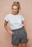 Paperbag Shorts with Stitched Pockets