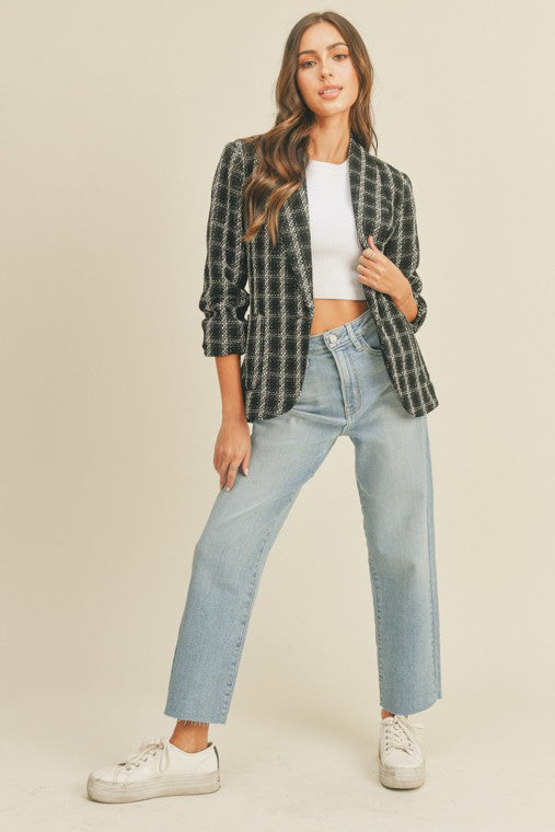 Textured Plaid Blazer