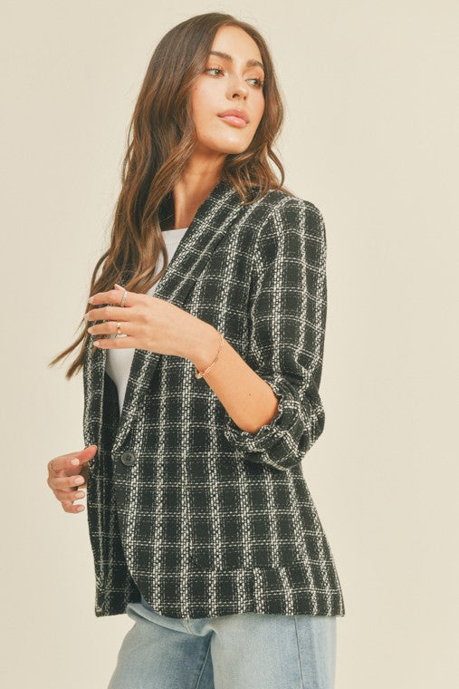 Textured Plaid Blazer