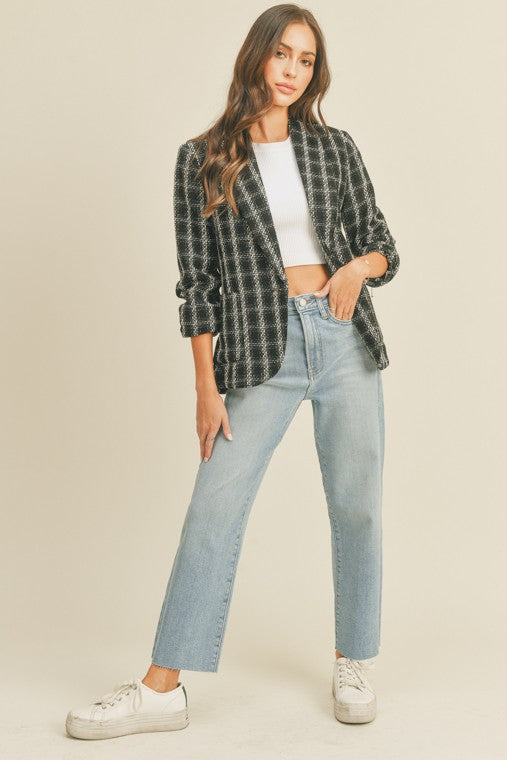 Textured Plaid Blazer