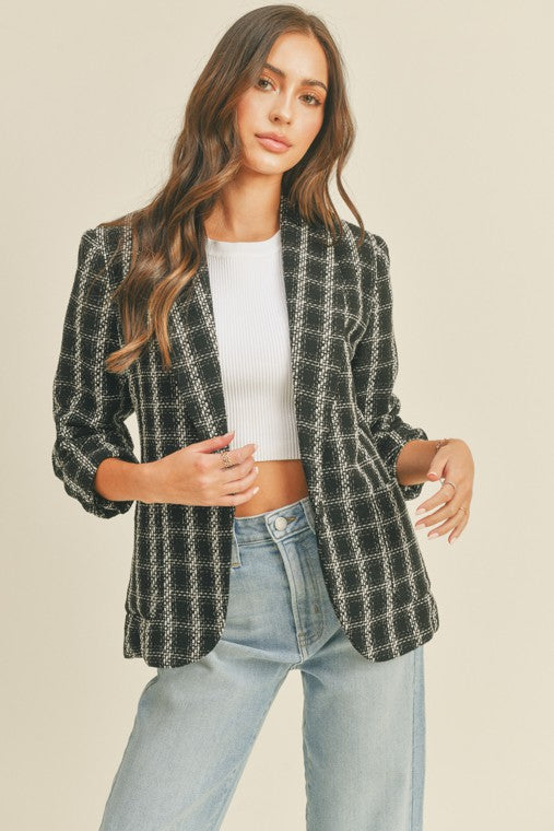 Textured Plaid Blazer