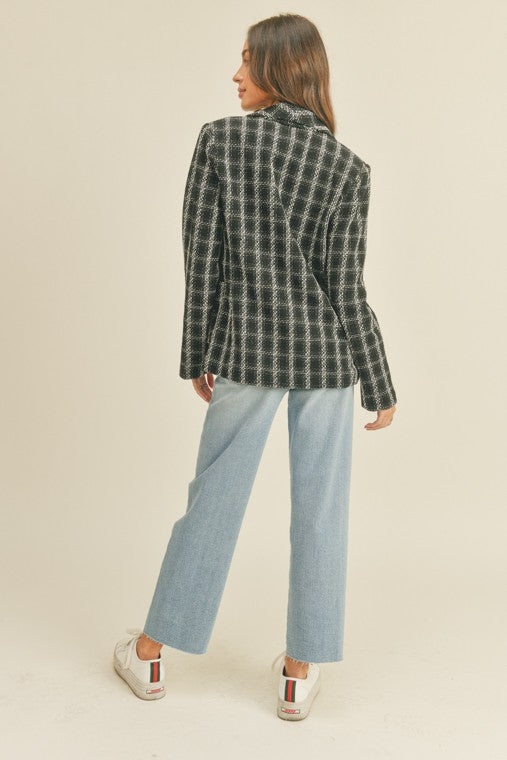 Textured Plaid Blazer