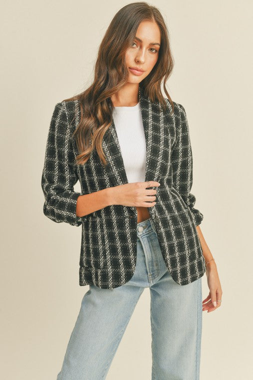 Textured Plaid Blazer