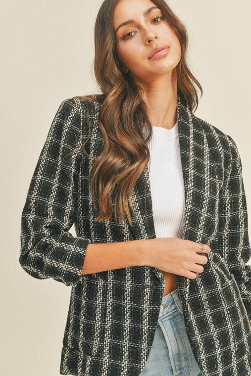 Textured Plaid Blazer