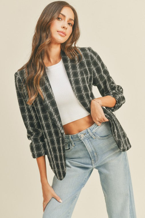 Textured Plaid Blazer