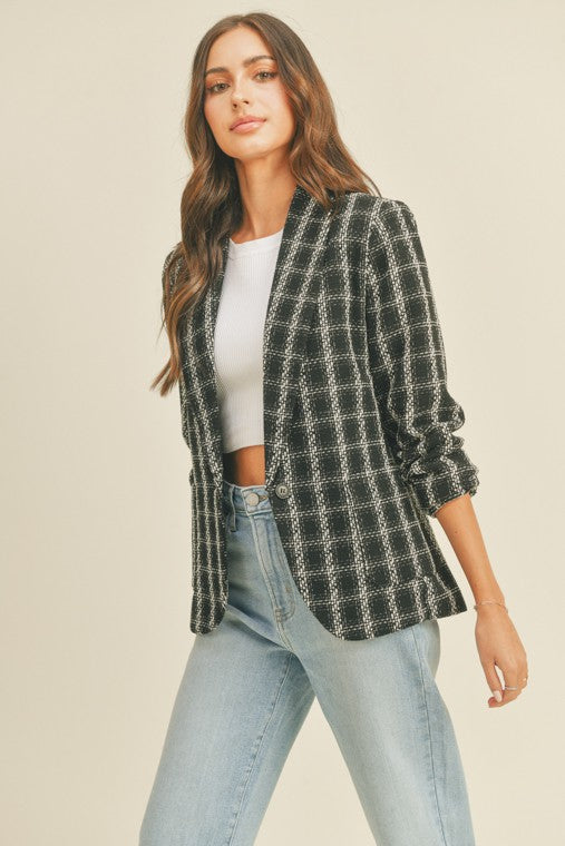 Textured Plaid Blazer