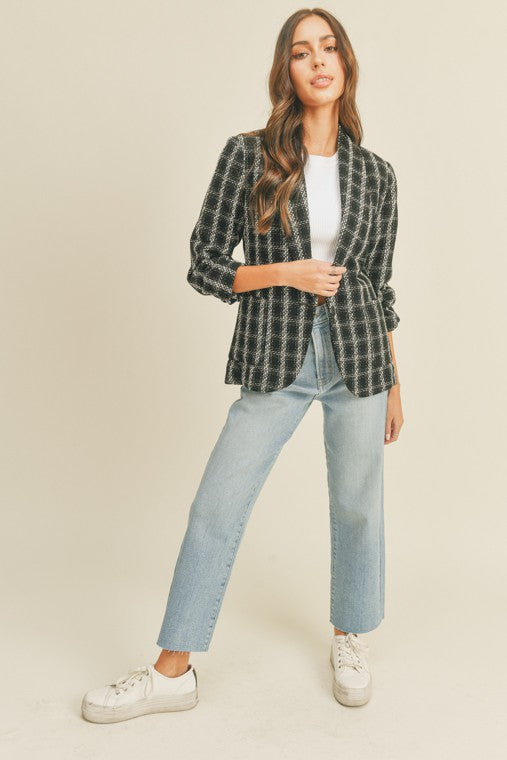 Textured Plaid Blazer