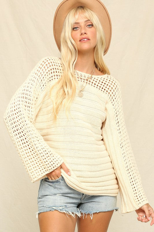 Open Weave Ribbed Sweater