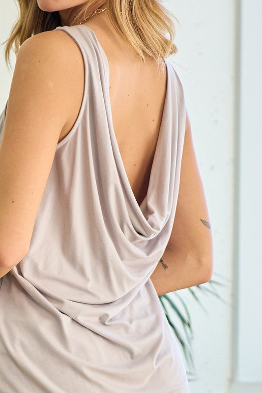 Draped Back Sleeveless Top