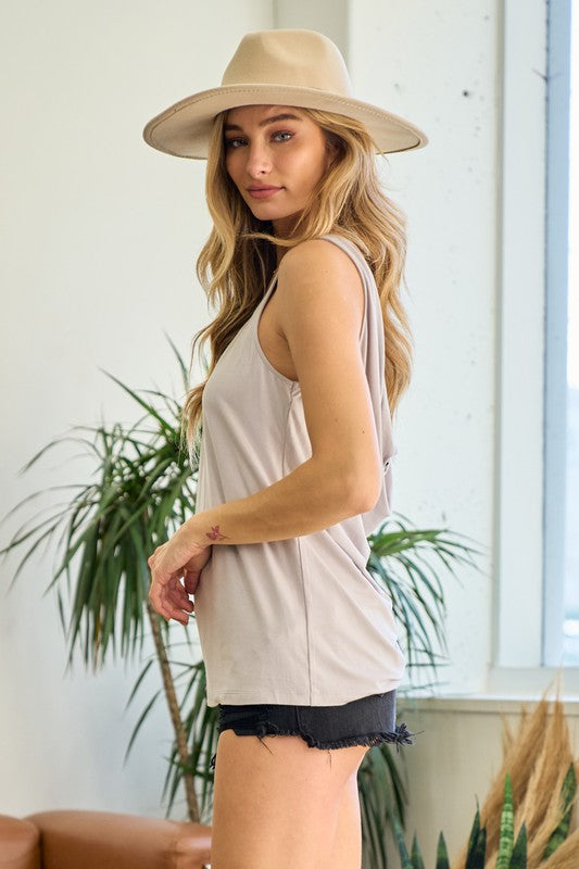 Draped Back Sleeveless Top