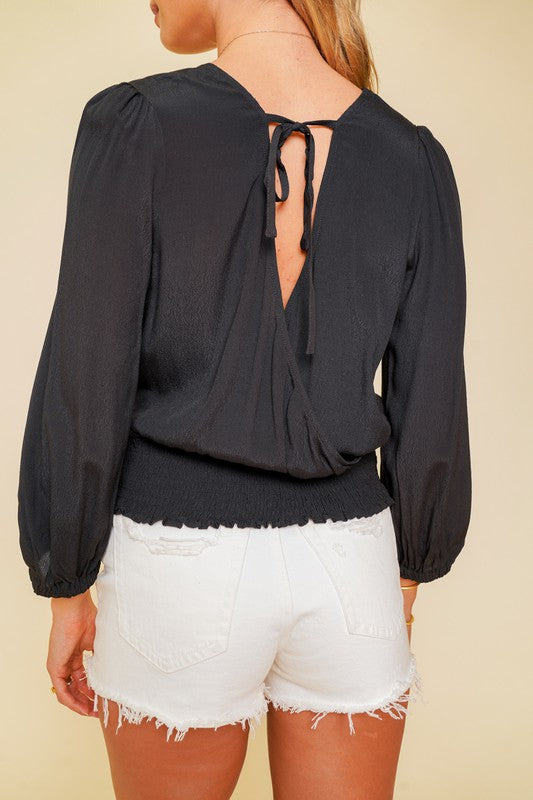 Surplice Bubble Sleeve Top