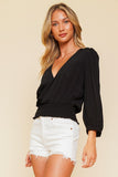 Surplice Bubble Sleeve Top
