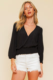 Surplice Bubble Sleeve Top