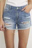 Ripped Raw Hem Denim Short