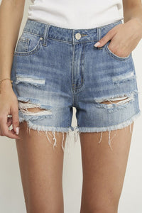 Ripped Raw Hem Denim Short