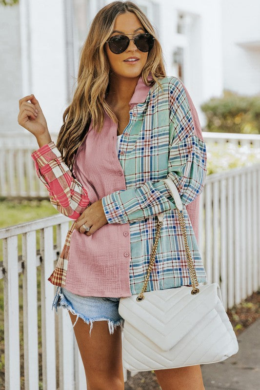 Contrast Flannel Top