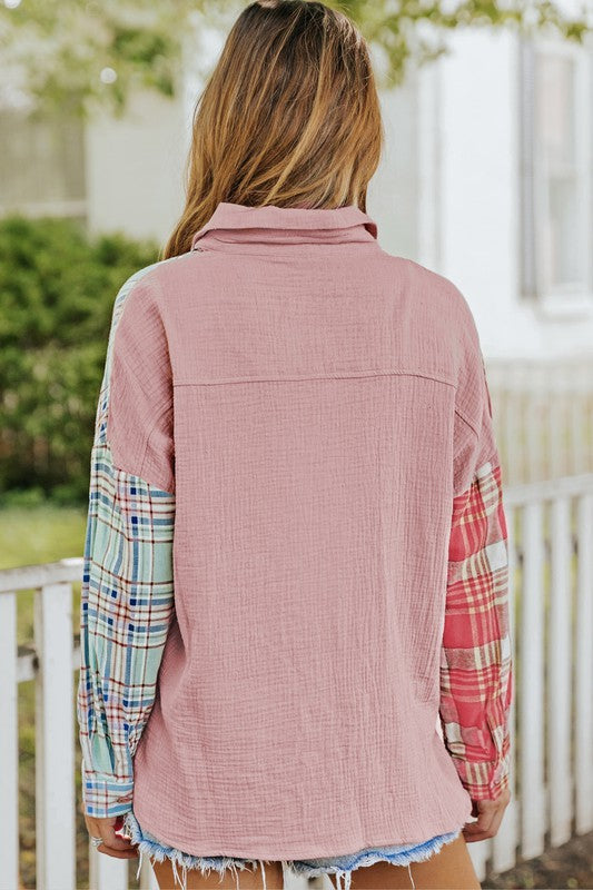Contrast Flannel Top