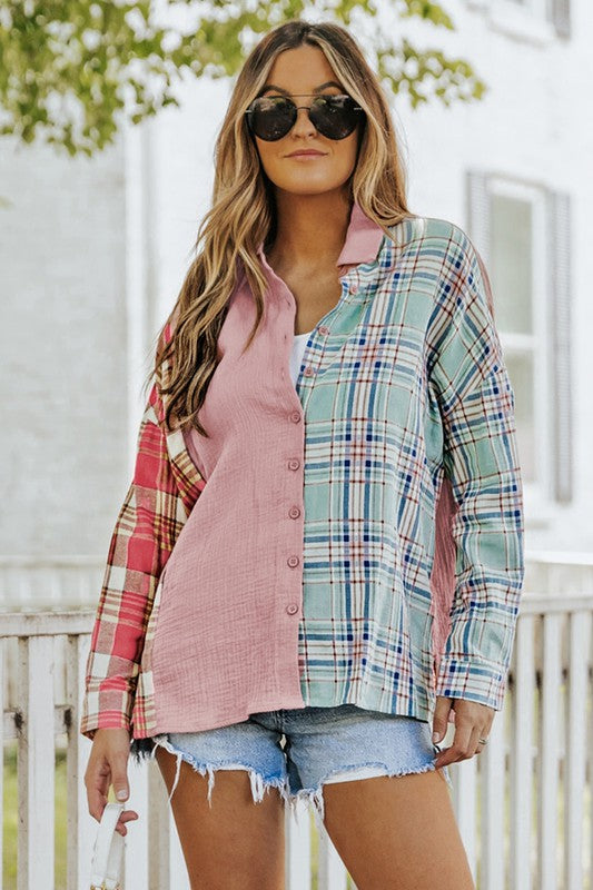 Contrast Flannel Top