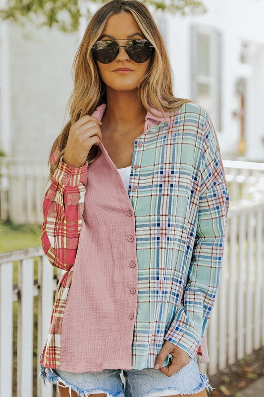 Contrast Flannel Top