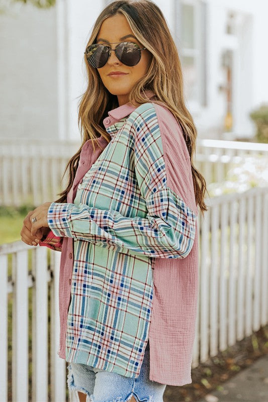 Contrast Flannel Top