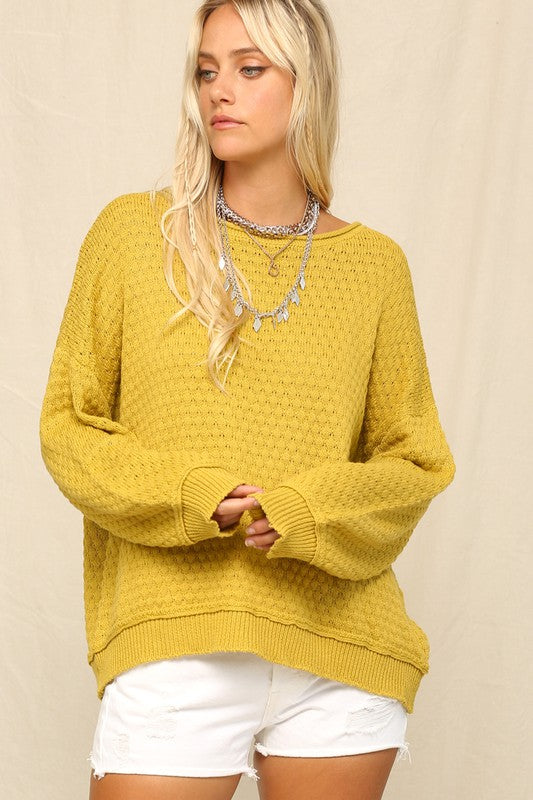 Crochet Textured Knit Sweater