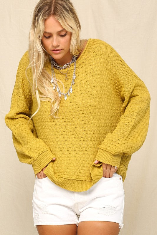 Crochet Textured Knit Sweater