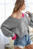 Color Block V-Neck Sweater