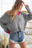 Color Block V-Neck Sweater