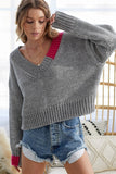 Color Block V-Neck Sweater