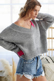 Color Block V-Neck Sweater