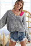 Color Block V-Neck Sweater
