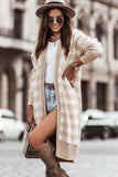 Open Front Plaid Long Cardigan
