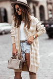 Open Front Plaid Long Cardigan