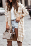 Open Front Plaid Long Cardigan