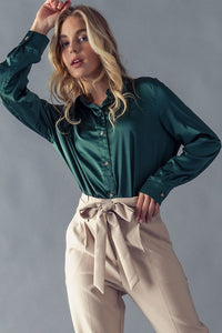 High Low Hem Silky Shirt