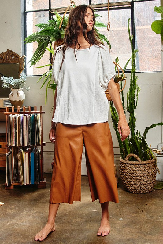 Puff Sleeve Woven Top