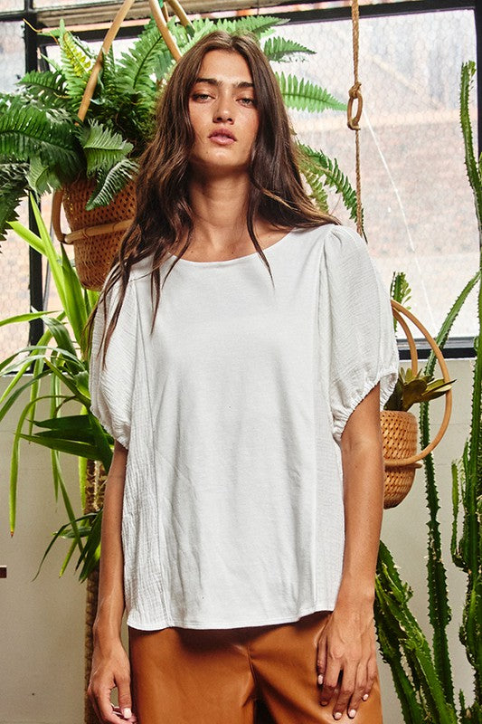 Puff Sleeve Woven Top