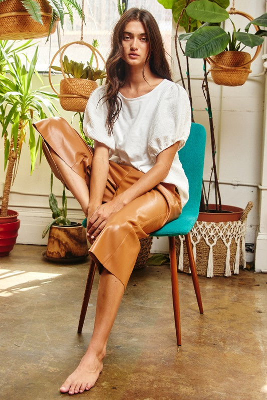 Puff Sleeve Woven Top