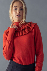 Ruffle Collar Turtleneck