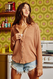 Washed Solid Textured Knit Shirt