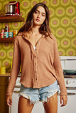 Washed Solid Textured Knit Shirt