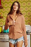 Washed Solid Textured Knit Shirt