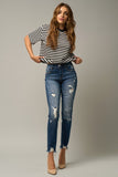 Distressed Slim Girlfriend Jeans