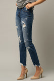 Distressed Slim Girlfriend Jeans