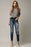 Distressed Slim Girlfriend Jeans